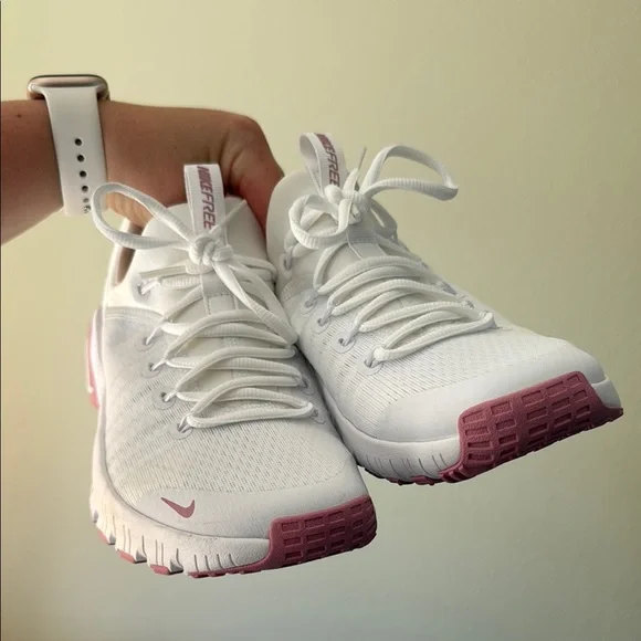 Nike White and Pink Athletic Shoes Modern Mesh Design - Nike Metcons - Picture 2 of 6